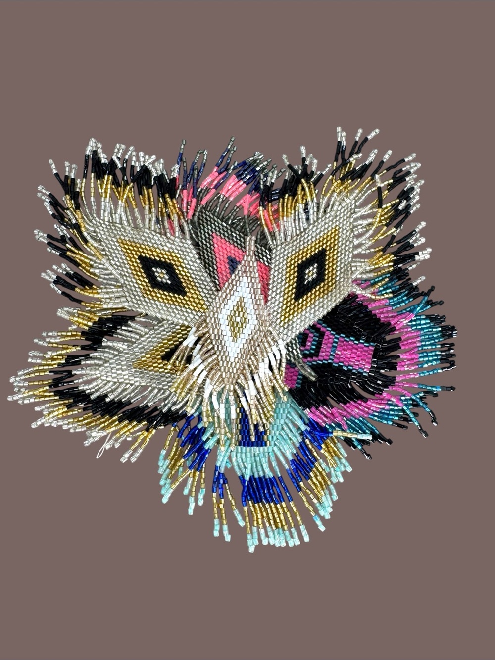 Hand Beaded Seed Bead Fringe Statement Pendants – Colorful Geometric Jewelry